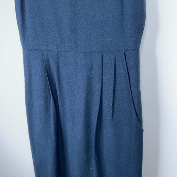 Jenni Kayne Rove Dress Silk Navy Blue Midi Dress Pockets Textured Classic Small - Picture 3 of 12